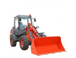 Încărcător frontal Everun ER416T cu cupă mare, echipat cu cabină protejată și roți mari, utilizat pentru manipularea materialelor în construcții și alte industrii grele.