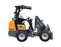 Mini încărcător M60 cu design turcoaz, dotat cu roți mari și cupă pentru manipularea materialelor. Acesta este destinat lucrărilor de mică amploare, precum construcțiile sau curățările de terenuri.
